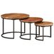 VidaXL Salontafel Set van 3 Massief Acaciahout Zwart