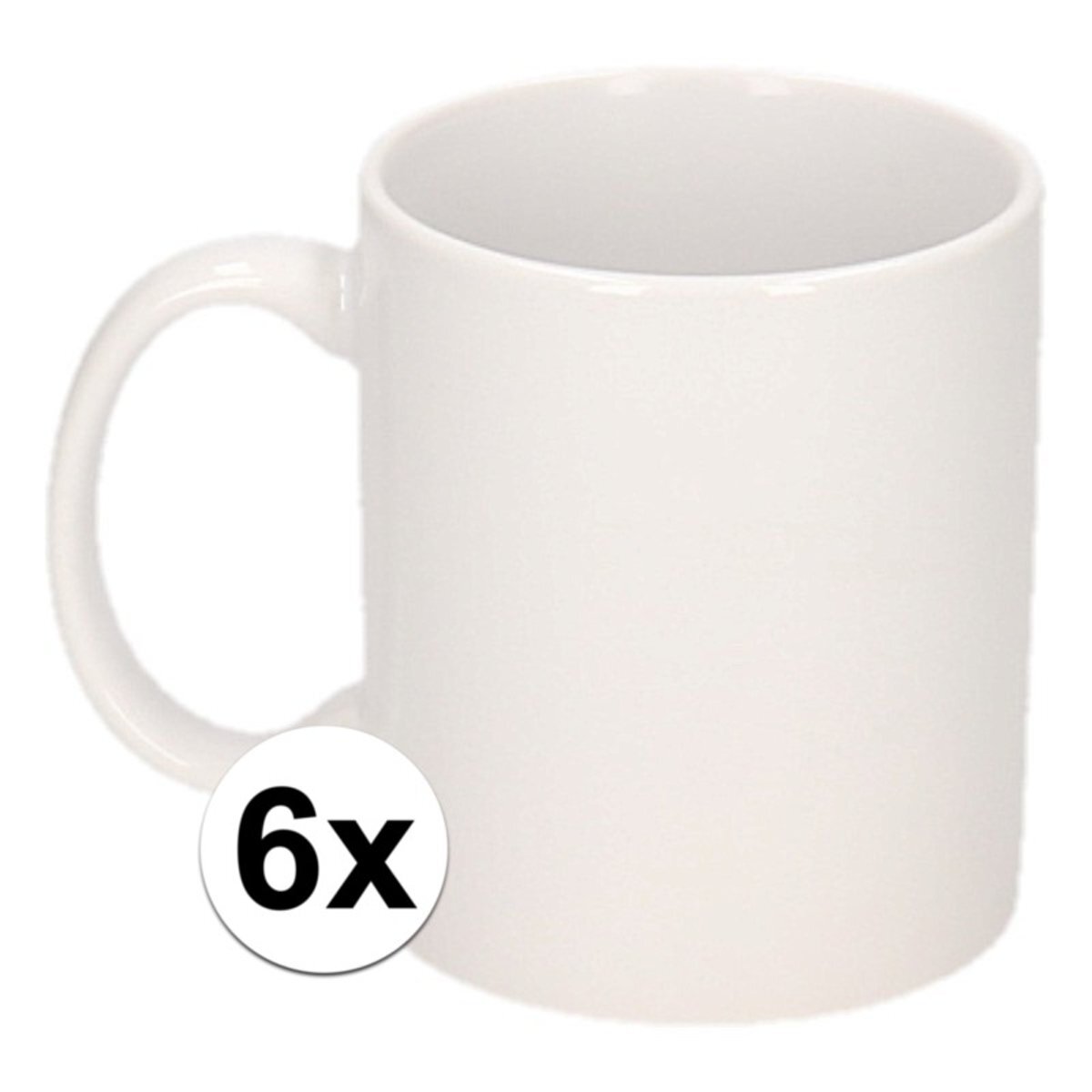 Shoppartners 6x Onbedrukte witte mok 300 ml - blanco koffiemokken