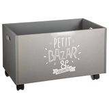 Atmosphera Opbergkist voor speelgoed, grijs, 48 x 28 x 28,5 cm, hout, wielen met remmen, voor kinderkamer