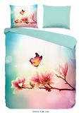 Muller Textiles Pure dekbedovertrek vlinder met bloemen - Lits jumeaux 240x200/220 cm - Multi - Microvezel