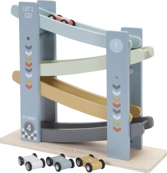 Little Dutch Rollerbaan Cars - Blauw - Hout - Jongens - 3+ jaar