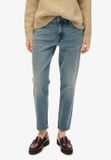 Superdry Slimfit jeans met middelhoge taille Dames Jeans W28 X L32 Logan Vintage Dark Blue
