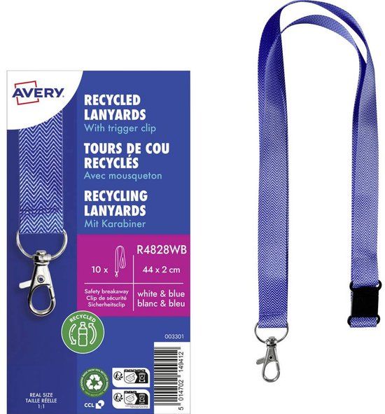 Avery-Zweckform R4828WB Textielband 440 mm x 20 mm Wit-blauw 10 stuk(s)