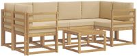 vidaXL Hoek loungeset 6 zitplaatsen Acacia hout Wit en Beige