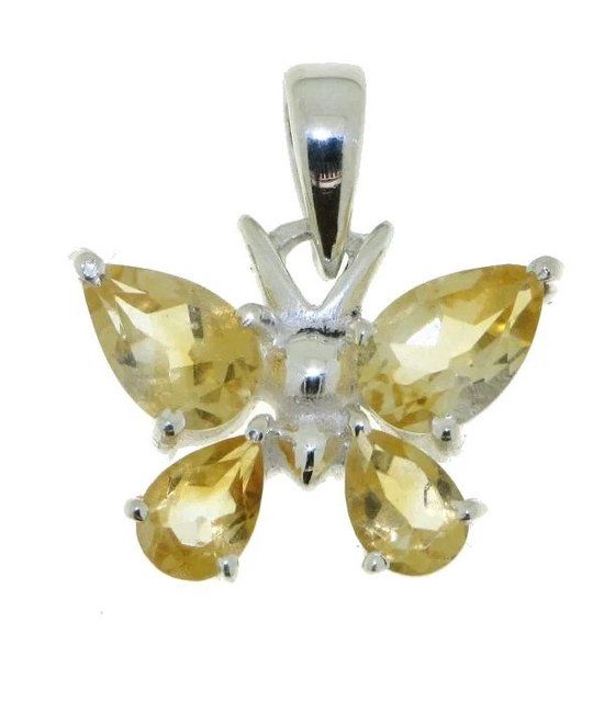 SilverGems Zilveren vlinder hanger met Citrien edelstenen