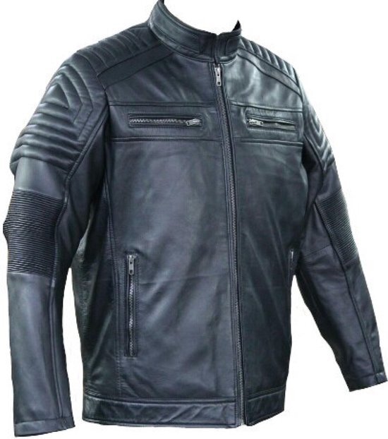 urban leather 5884 777- Leren Motorjas Zwart Heren met CE Protectors - 5XL