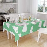 Bonamaison Tafelkleed, Anti-Mold, Sneldrogend, Waterdicht, 100% Polyester Tafellaken, Petroleum Groen, Wit, 140 x 160 Cm
