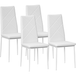 Ensemble de 4 chaises de salle à manger à dossier haut en similicuir et acier, dimensions : 41 x 50 x 97 cm, blanches