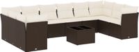 vidaXL 11-delige Loungeset met kussens, poly rattan, bruin