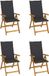 Chaises pliantes en acacia 4 pièces réglables avec coussins