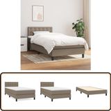 vidaXL Boxspringbed met matras, taupekleurig, 90x200 cm, met stoffen bekleding