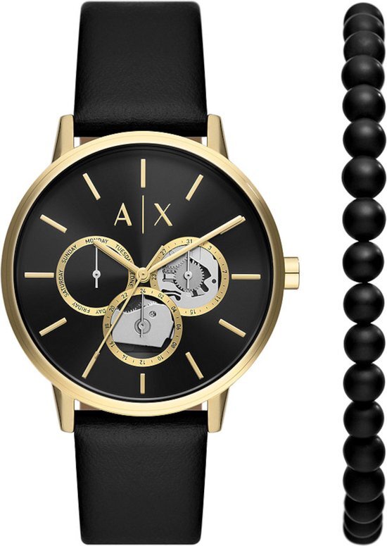 Armani Exchange Horlogegeschenkset met Armband 42 mm - Zwart