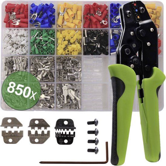 Quadrios 22T014 Krimptangset - Adereindhulzen, Platte insteekhulzen, Solar-connectoren