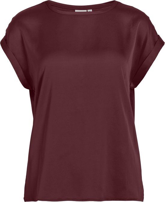 VILA VIELLETTE S/S SATIN TOP - NOOS Dames Top - Cabernet - Maat 38