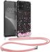 kwmobile telefoonhoesje geschikt voor Motorola Moto G54 5G - Hoesje met telefoonkoord - Back cover voor smartphone - Case in poederroze / donkerbruin / transparant