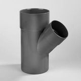 Dyka Verloop T-stuk met 2x mof en 1x spie 45° PVC grijs keurmerk BRL52100 110 x 40mm