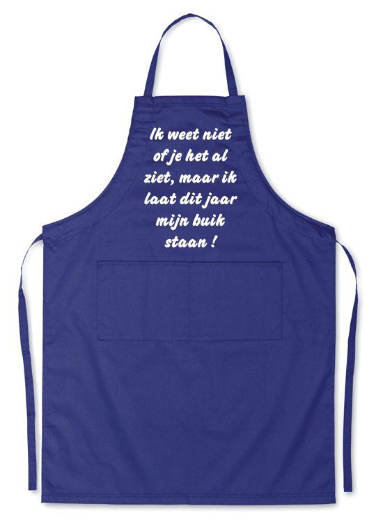 mijncadeautje kitchenware Mijcadeautje Schort - Ik laat mijn buik staan - blauw