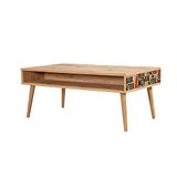WELL HOME MOBILIARIO & DECORACIÓN Bijzettafel, 100% melamine gecoate spaanplaat, kleur Atlantic Pine zwart rood