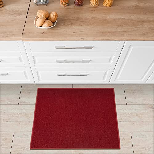 Ottomanson Ottohome Collection anti-slip rubberen achterkant solide ontwerp gebied tapijt/mat, 67cm x 90cm, rood