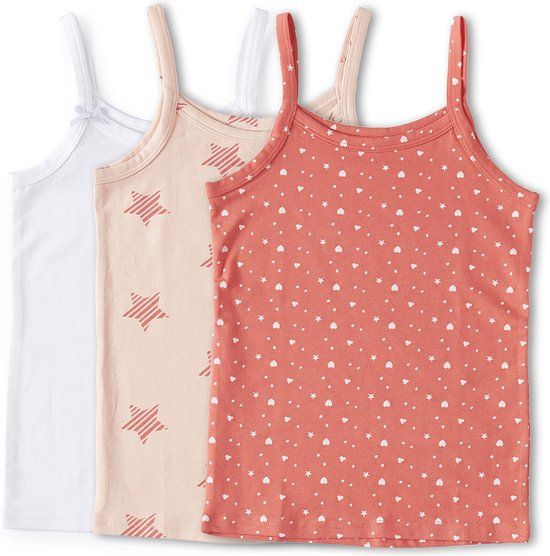 Little Label - 3-pack meisjeshemden - wit roze print - 158/164