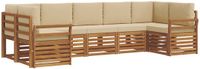 vidaXL - Hoek loungeset - 7 zitplaatsen - Natuurlijk en beige - Acacia hout