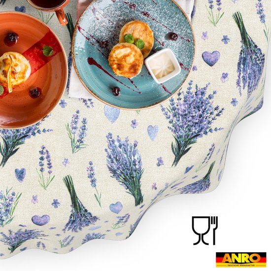 ANRO Tafelkleed Lavendel Paars Ovaal 300x140cm Rechte rand Afwasbaar Waterafstotend Binnen & Buiten