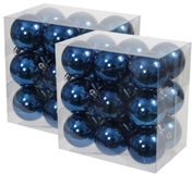 Othmar Decorations kerstballen - 36 stuks - 6 cm - blauw - kunststof
