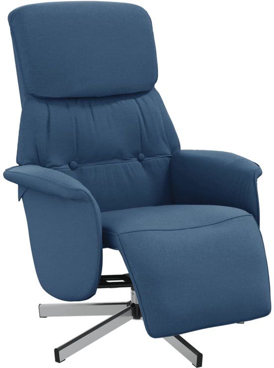 vidaXL Fauteuil verstelbaar met voetensteun stof blauw