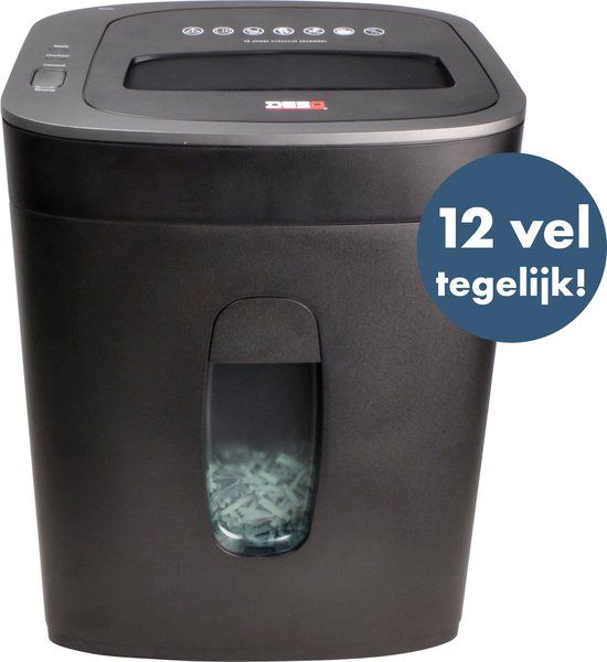 DESQ 20065 Papierversnipperaar - 12 vel - 4 x 33 mm - P4 - 19 liter - Zwart