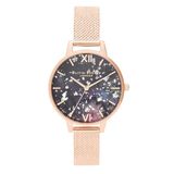 Olivia Burton Analoog kwartshorloge met roségoudkleurige roestvrijstalen armband voor dames - OB16GD33