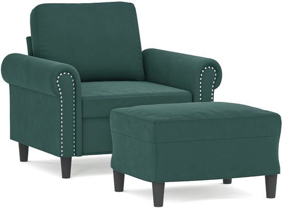 vidaXL Fauteuil met voetenbank fluweel donkergroen