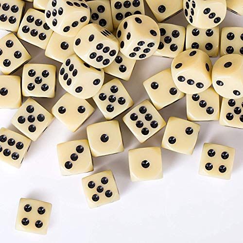 GWHOLE Set van 40 dobbelstenen 6 zijdige spot dobbelstenen set voor dobbelspellen, wiskunde leren, casino, feestgunst en cadeau, 16mm