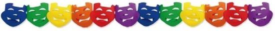 Merkloos / Sans marque Fest-Dekor Gmbh Regenboog kleuren slinger met carnaval maskers - 2x - 300 cm