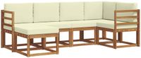 vidaXL - Hoek loungeset - 6 zitplekken - Acacia hout - Natuurlijk en crème
