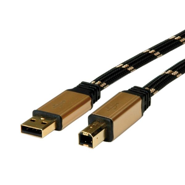 ROLINE GOLD USB 2.0 Cable - Type A to B - 1.8m - Black/Gold