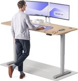 Desktronic HomePro Zit-sta Bureau Elektrisch In Hoogte Verstelbaar, 180x80 cm Bamboo/Grijs, Stille Dubbele Motor, Hoogte 62-126cm