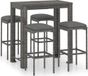 5-delige Tuinbarset met kussens poly rattan grijs