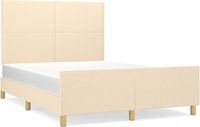 vidaXL Bedframe zonder matras stof crèmekleurig 140x200 cm