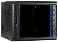DSIT 9U wandkast (kantelbaar) met glazen deur en geperforeerde zijwanden 600x600x500mm (BxDxH)