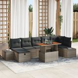 vidaXL Tuinbank Set 8-delig Poly Rattan Grijs