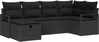 vidaXL Bankstel 6-delig Zwart Polyrattan