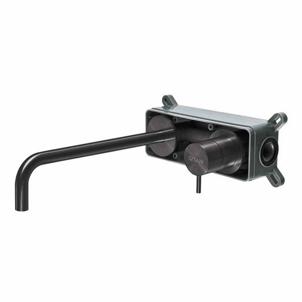 Qisani Flow inbouwwastafelkraan Geborsteld Gun Metal 25cm - 25603.04
