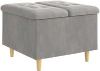 vidaXL Ottoman met opbergruimte, lichtgrijs, 60 x 60 x 45 cm, fluweel