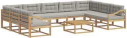 vidaXL Hoekloungeset 9 zitplaatsen Wit en lichtgrijs Acacia hout