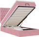 vidaXL lit plateforme avec matelas et LED 100x200cm velours rose