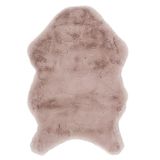 HOME DECO FACTORY - Tapis Imitation Fourrure Poil Fin Ecru Rose - 100% Polyester - Ultra Doux - Dimensions : 60 x 90 cm