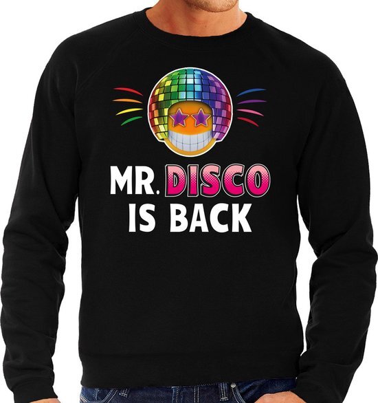 Bellatio Decorations Funny emoticon sweater Mr. Disco is back zwart heren 2XL (56)