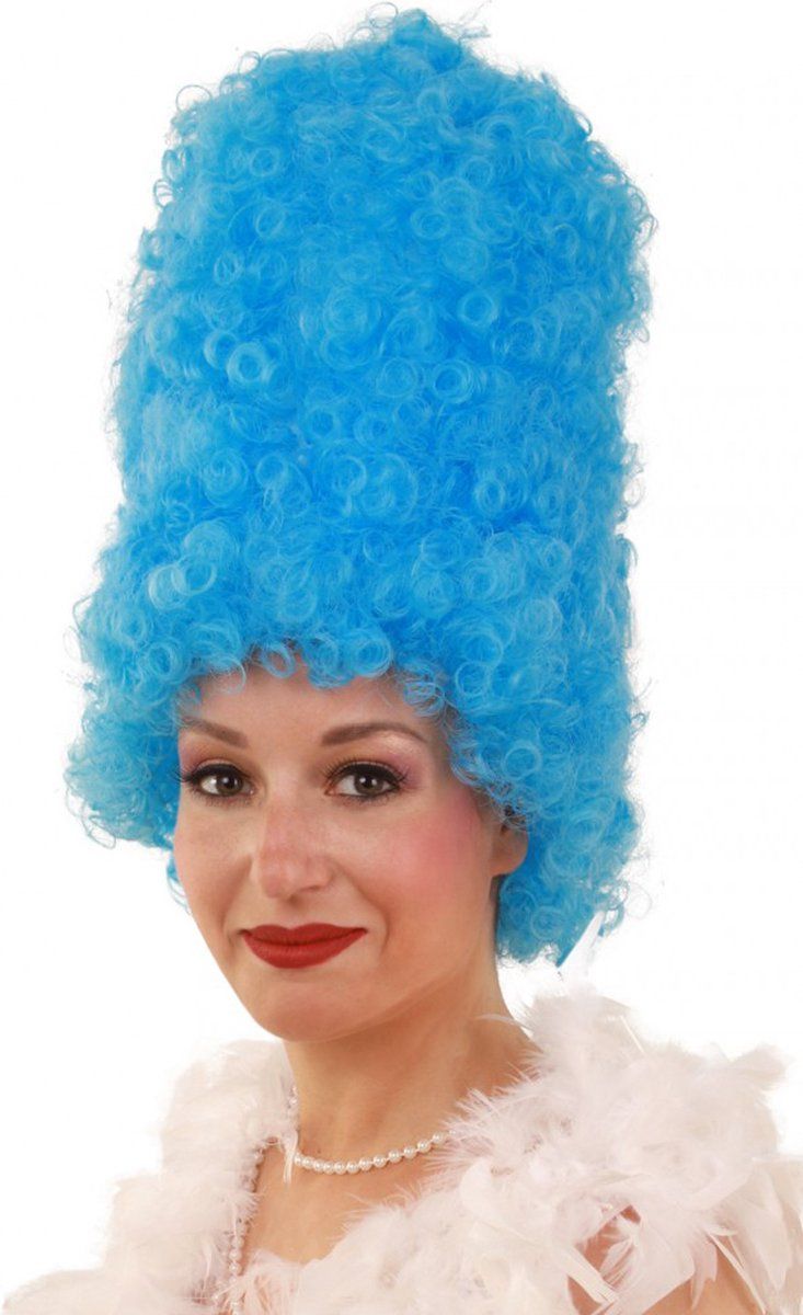 KIMU Luxe Pruik Rococo Blauw Hofdame Markiezin Barok Marie Antoinette - Synthetisch - 2023