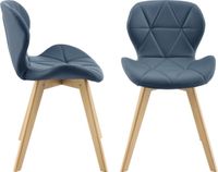 en.casa Eetkamerstoel Almhult set van 2 stuks kunstleer blauw 81x57x49 cm