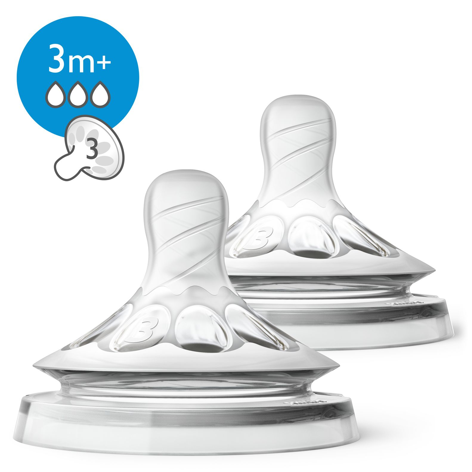 Philips AVENT 2 stuks, normale speen, 3m+, Natural-speen